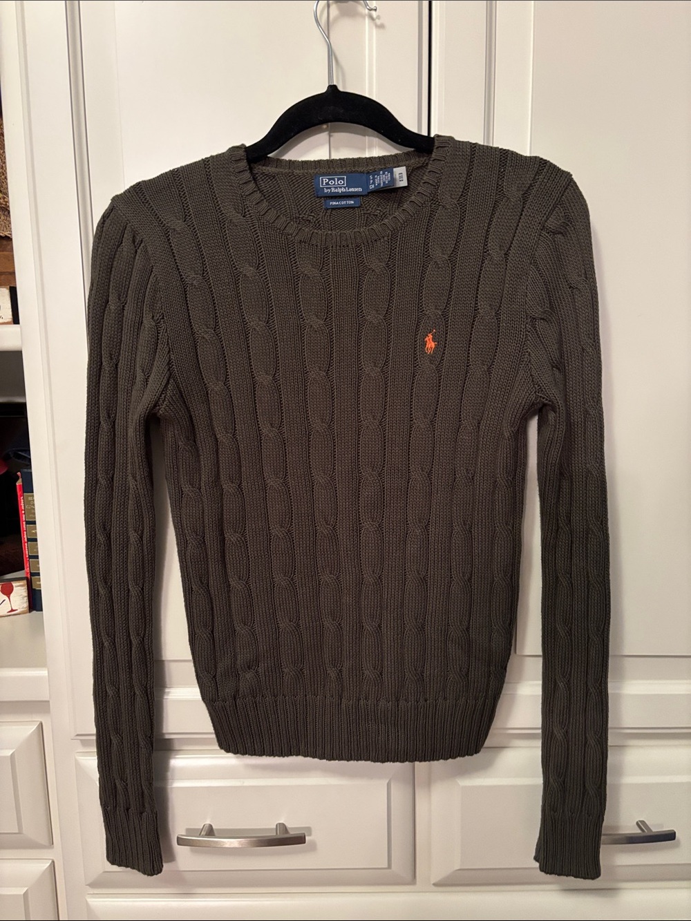 Ralph Lauren Cable-Knit Cotton Crewneck Sweater - Olive S-NWOT